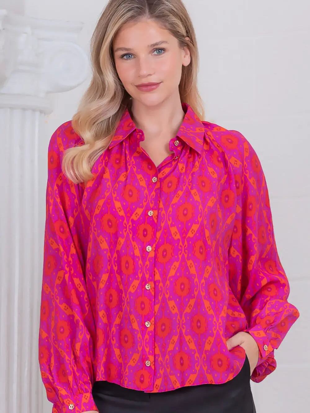 Abstract Long Sleeve Blouse